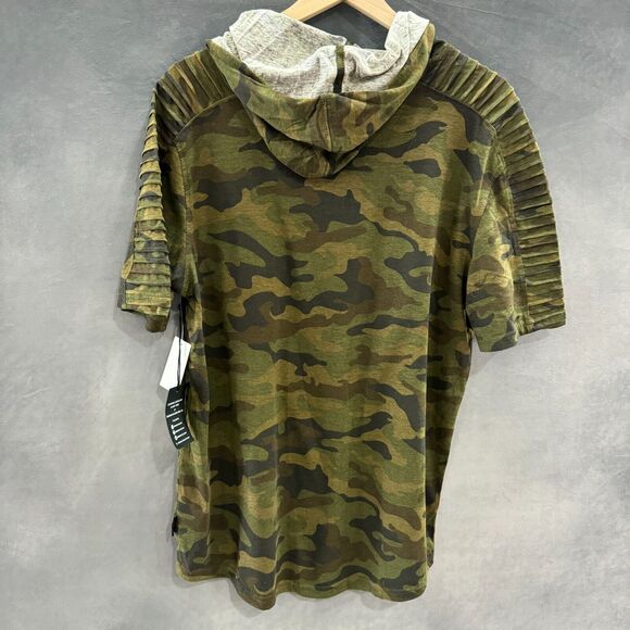 Camo Short Sleeve Hoodie Womens Medium Brooklyn‎ Cloth Green Pullover Streetwear - Picture 10 of 13